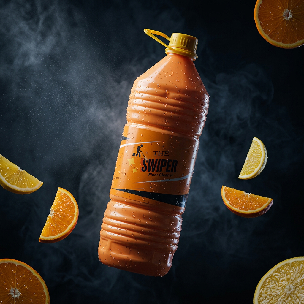The Swiper Floor Cleaner 2.7L hero shot with water droplets on dark dramatic background