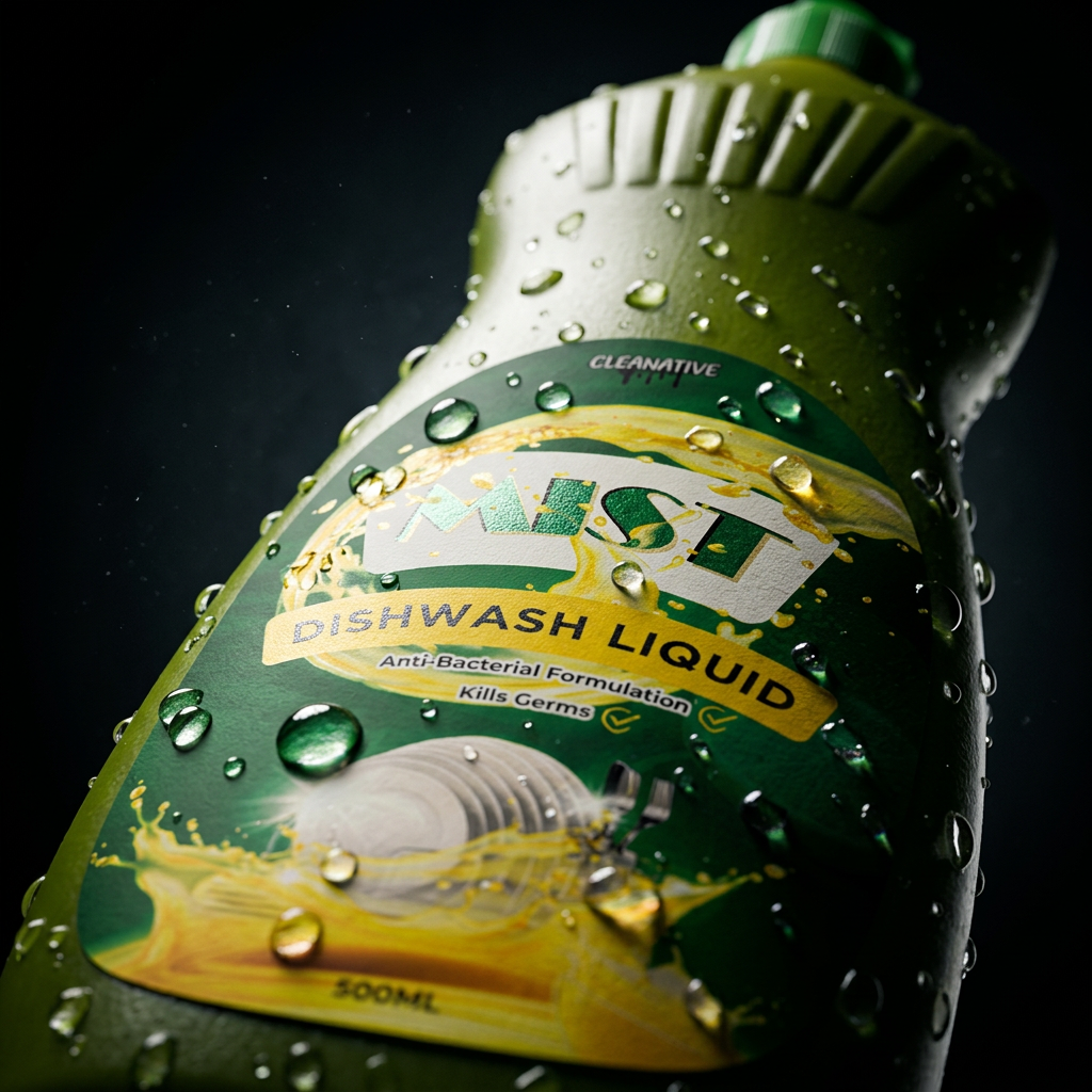 Mist 500ml macro closeup with water droplets dark background