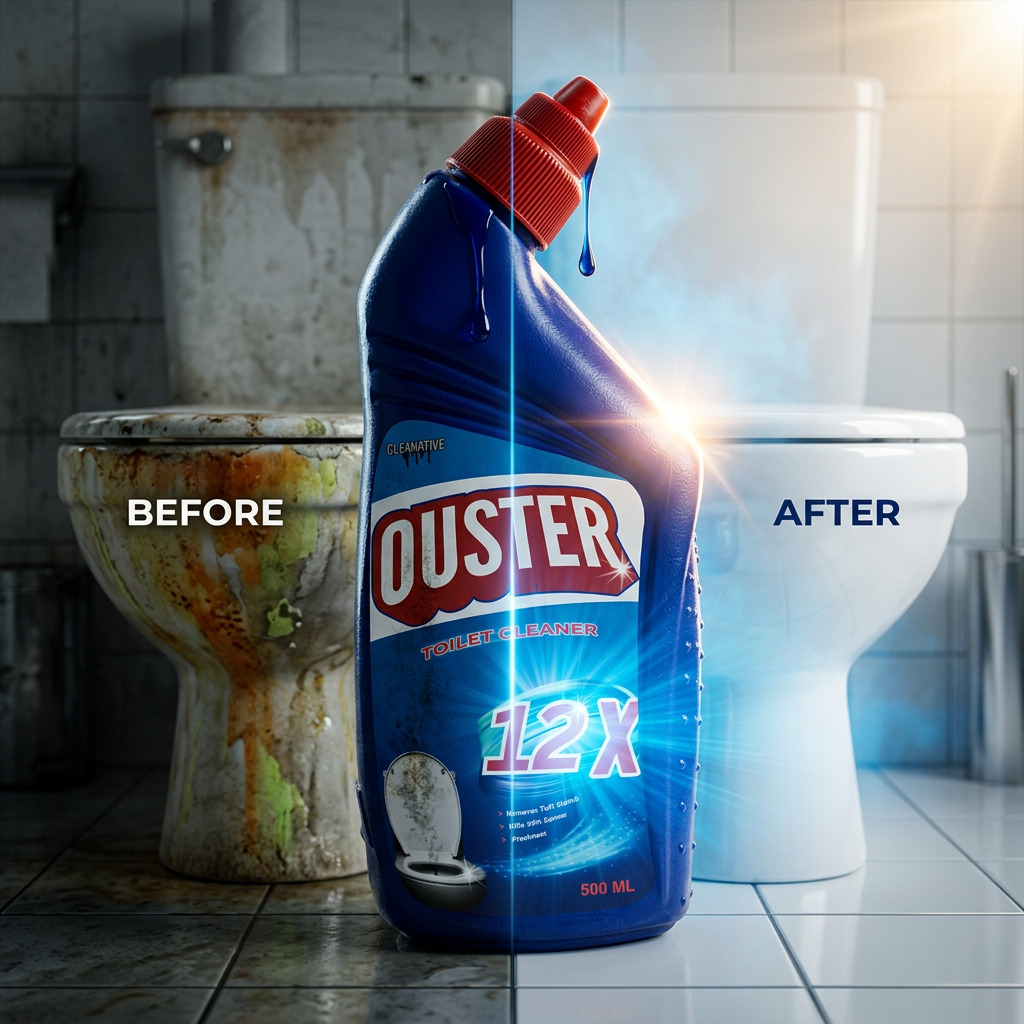 Ouster 12X before and after split - dirty to clean toilet