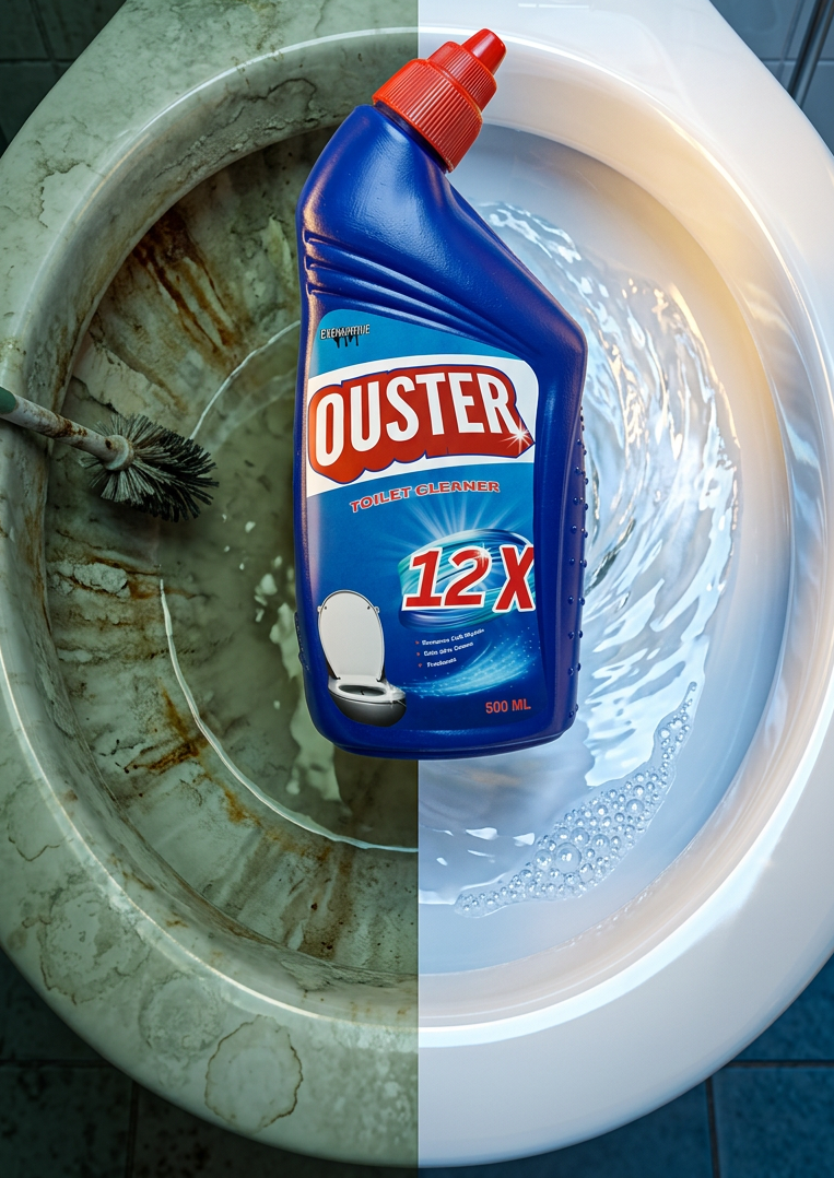 Ouster 12X before and after top-down toilet view
