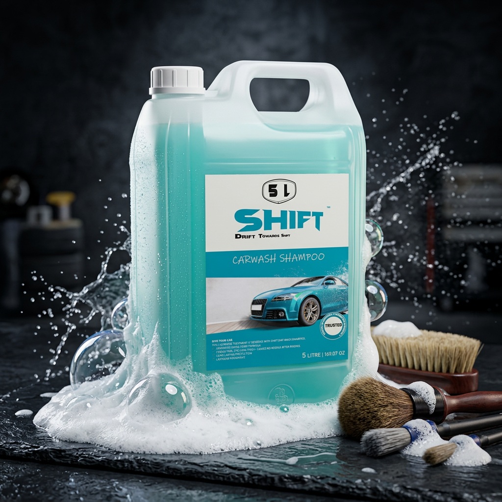 Shift Carwash Shampoo 5L dark spotlighting with foam surrounding