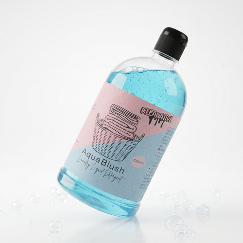 AquaBlush bottle on white background with bubbles